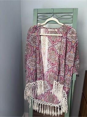 Lottie & Holly Pink Paisley Fringe Kimono